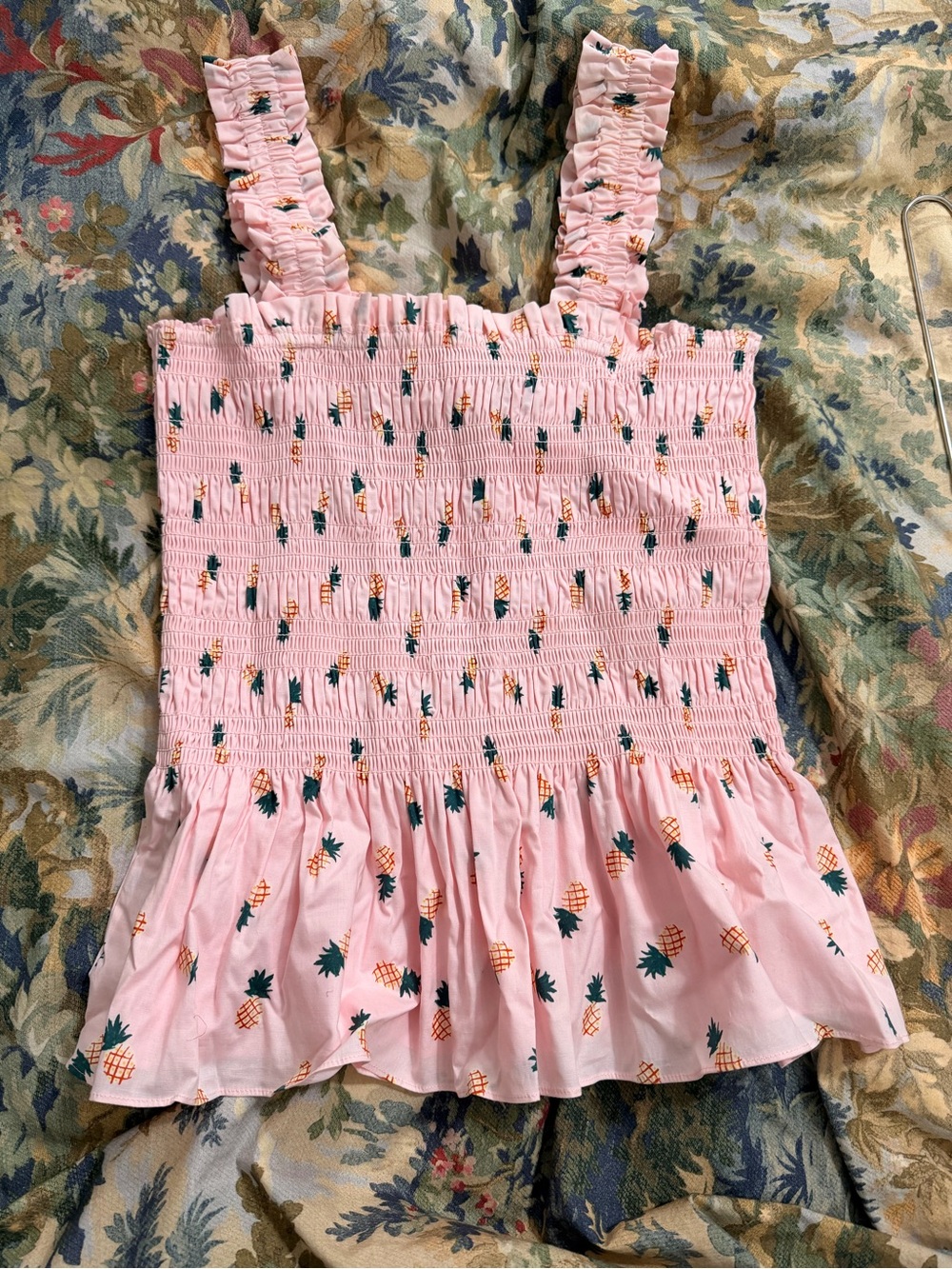 kate spade Pink Smocked Pineapple-Print Tank